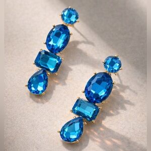 Elegant Blue and Gold Drop Earrings